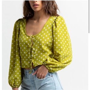 Levis cropped balloon sleeve blouse